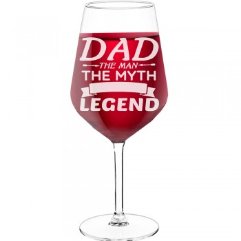 50Th Wine Glass With Engraved Text - "Dad The Man The Myth Legend", Gift for Wine Lover, Size 530ml