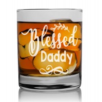 Tēva Tēva Dienas Dāvana  ar Gravējumu - "Blessed Daddy" ,Personalizēta viskija glāze 270ml