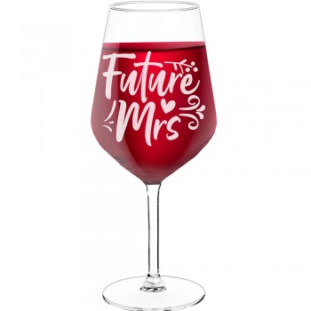 Gravēta Vīna Glāze ar Uzrakstu - "Future Mrs 2", Dāvana Vīna Mīļotājam, Izmērs 530ml