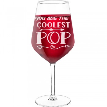 50Th Wine Glass With Engraved Text - "You Are The Coolest Pop", Wine Lover Gifts, Size 530ml