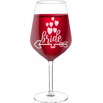 Wine Glass Gift With Engraved Text - "Bride 2', Birthday Gift Idea, Size 530ml