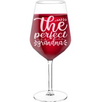 Wine Glass For Men With Engraved Text - "The Perfect Grandma-2", Gift for Wine Lover, Size 530ml