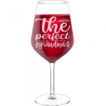 Wine Glass For Men With Engraved Text - "The Perfect Grandma-2", Gift for Wine Lover, Size 530ml