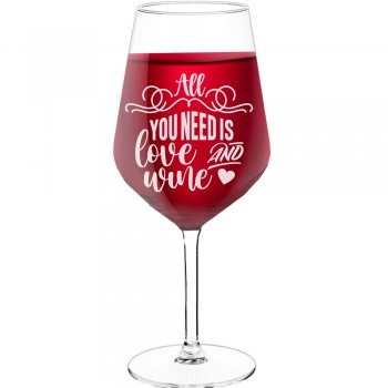 18Th Birthday Wine Glass With Engraved Text  "All You Need Is Love", Size 530ml