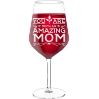 White Wine Glass With Engraved Text - "You Are Such An Amazing Mom", Gifts for Wine Lovers, Size 530ml