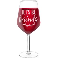 Pretty Wine Glass With Engraved Text - "Let'S Be Friends", Fiend Gift, Size 530ml