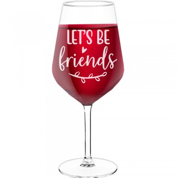 Dzimšanas Dienas Vīna Glāze ar Uzrakstu - "Let'S Be Friends", Vīna Glāze kā Dāvana,  530ml