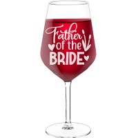 Wine Glass Engraved With Engraved Text - "Father Of The Bride', Birthday Gift Idea, Size 530ml