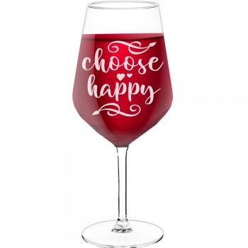 30Th Wine Glass With Engraved Text - "Choose Happy", Wine Gift Idea, Size 530ml