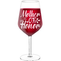 Wine Glass Engraved With Engraved Text - "Mother Of Honor", Wine Glass as a Gift, Size 530ml