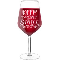 Wine Glass With Engraved Text - "Keep Smile", Fiend Gift, Size 530ml