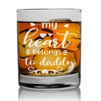 Gift For Men Thank You Personalised Glass 270ml With Engraved Text : "My Heart Belongs To Daddy"
