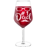 Personalised Wine Glass With Engraved Text - "#1 Dad-3", Wine Glass as a Gift, Size 530ml
