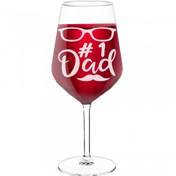 Vīna Glāzes Dāvanai ar Uzrakstu - "#1 Dad-3", Dāvana Vīrietim, Glāzes izmērs 530ml