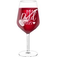 Red Wine Glass With Engraved Text - "My Dad Rocksb', Birthday Gift Idea, Size 530ml