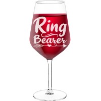 Novelty Wine Glass With Engraved Text - "Ring Bearer 5", Wine Glass as a Gift, Size 530ml