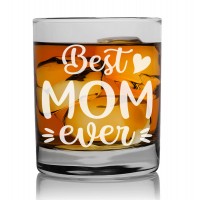 Gift For Men From Girlfriend Whiskey Glass Personalised 270ml With Engraved Text : "Best Mom Ever"