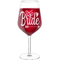 Birthday Wine Glass With Engraved Text - "Bride", Gift for Wine Lover, Size 530ml