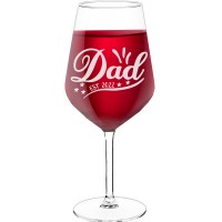 Novelty Wine Glass With Engraved Text - "Dad Est 22 ", Best Friend Gift, Size 530ml
