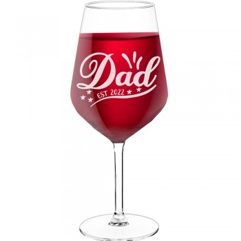 Dzirkstošā Vīna Glāze ar Uzrakstu - "Dad Est 2022 ", Dāvana Sievietei, 530ml