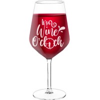 Pretty Wine Glass With Engraved Text  "Its Wine O_Clock", Size 530ml