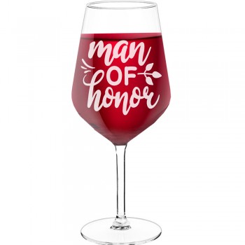 18Th Birthday Wine Glass With Engraved Text - "Man Of Honor", Wine Gift Idea, Size 530ml