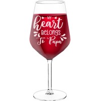 Wine Glass For Men With Engraved Text - "My Heart Belongs To Papa", Gifts for Wine Lovers, Size 530ml