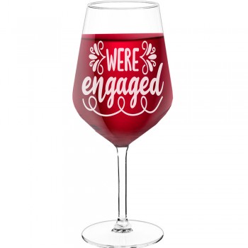 Stikla Vīna Glāze ar Uzrakstu - "Were Engaged", Dāvana Draudzenei, Tilpums 530ml