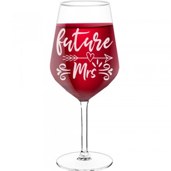 Vīna Glāzes Dāvanai ar Uzrakstu - "Future Mrs 2", Ideja Dāvanai, 530ml izmērs