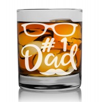 Retirement Gift Personalised Drinking Glass 270ml With Engraved Text : "#1 Dad-3"