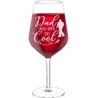 Pretty Wine Glass With Engraved Text - "Dad You Are So Cool", Wine Lover Gifts, Size 530ml