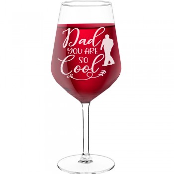 Pretty Wine Glass With Engraved Text - "Dad You Are So Cool", Wine Lover Gifts, Size 530ml