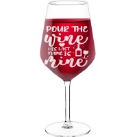 Wine Glass Gift With Engraved Text  "Pour The Wine His Last", Size 530ml