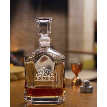 Groomsmen Gifts Whiskey Decanter 70 Cl / 23.75, Personalised Monogrammed Decanter, Glass