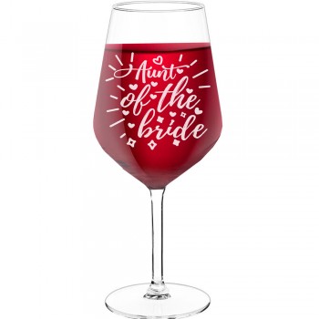 Personalised Wine Glass For Women With Engraved Text - "Aunt Of The Bride", Wine Lover Gifts, Size 530ml