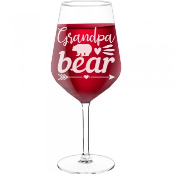 Wine Glass Engraved With Engraved Text - "Grandpa Bear ", Gifts for Wine Lovers, Size 530ml