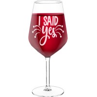 Wine Glass For Men With Engraved Text - "I Said Yes", Gift for Woman, Size 530ml