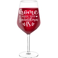 Best Friend Wine Glass With Engraved Text - "Home Is Where Your Grandma Is', Birthday Gift Idea, Size 530ml
