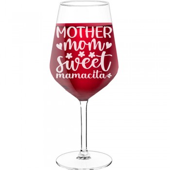 50Th Wine Glass With Engraved Text - "Mother Mom Sweet Mamacita', Birthday Gift Idea, Size 530ml