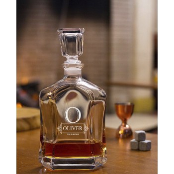 Airtight Whiskey Decanter With Engraved Text - Airtight Whiskey Decanter With Engraved Text -