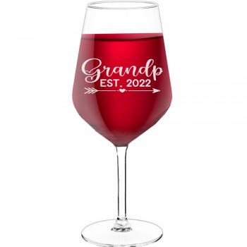 Wine Glass For Men With Engraved Text - "Grandpa Est. 2022", Best Friend Gift, Size 530ml