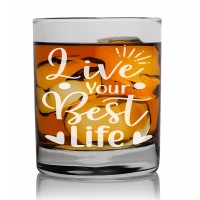 Gift For Men Over 40 Personalised Glass For Men 270ml With Engraved Text : "Live Your Best Life"