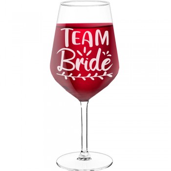 Vīna Glāze Ar Gravējumu ar Uzrakstu - "Team Bride", Smieklīga Dāvana, 530ml