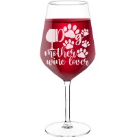 Wine Glass Gift With Engraved Text  "Dog Mother Wine Lover", Size 530ml