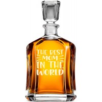 Tekilas Dekanteris ar Uzrakstu - "The Best Mom In The World" ,Dzimšanas Dienas Dāvana Vīrietim Virs 60 Gadiem, Izmērs 700Ml