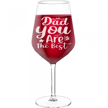 Wine Glass Personalised With Engraved Text - "Dad You Are The Bestb', Birthday Gift Idea, Size 530ml
