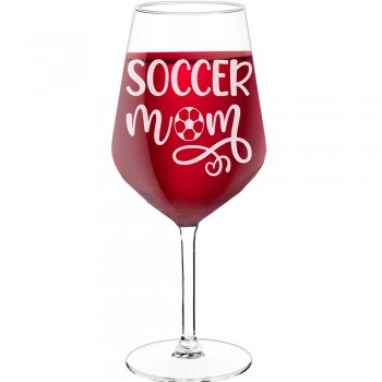 Dzimšanas Dienas Vīna Glāze ar Uzrakstu - "Soccer Mom 3", Vīna Glāze kā Dāvana,  530ml