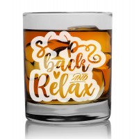 Dāvana Vīrietim Draugam  ar Gravējumu - "Sip Back And Relax" ,Personalizēta viskija glāze vīriešiem 270ml