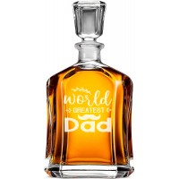 Hermētiska Burbona Karafe ar Uzrakstu - "World Greatest Dad" ,Dāvana Līgavainim, Izmērs 700Ml