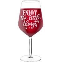 Wine Glass For Men With Engraved Text - "Enjoy The Little Things", Wine Glass as a Gift, Size 530ml